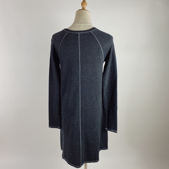 J. Jill Stretch Striped Long Sleeve Lounge Dress Gray Black Womens XS - Picture 4 of 7